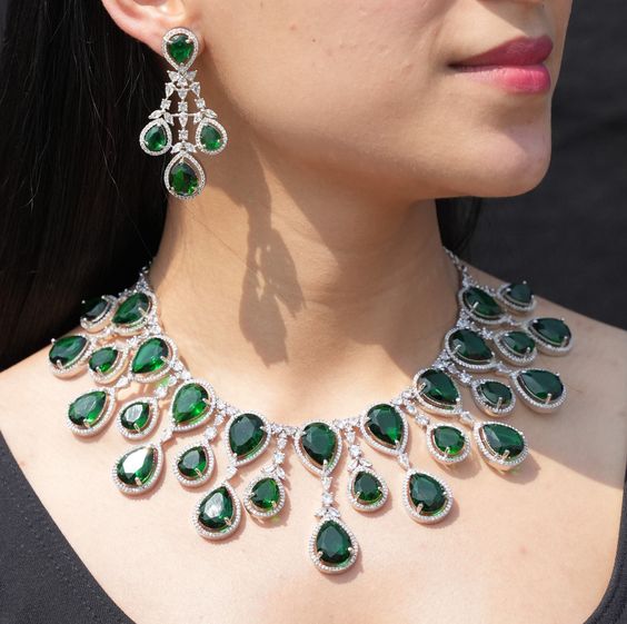 Diamond and Emerald Neckpieces