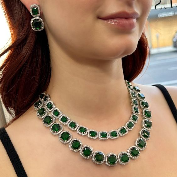 Diamond and Emerald Neckpieces